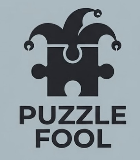 Puzzle Fool logo - a jester's cap on a jigsaw puzzle piece
